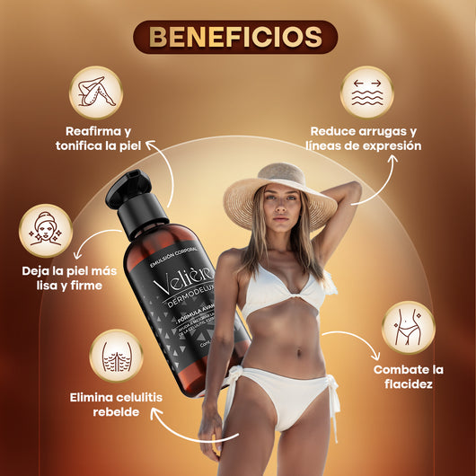 Dermodeluxe Alta Cosmética: Tratamiento para Celulitis, Flacidez, Arrugas y Reafirmante - 250 ML.